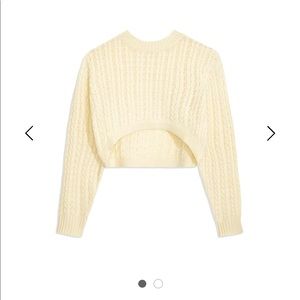 White CROPPED MOCK NECK CABLE SWEATER (NWT)